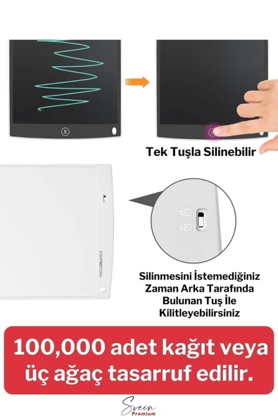 8,5 Inç Writing Lcd Grafik Dijital Kalemli Çizim Tableti Silinebilir Not Yazma Eğitim Yazı Tahtası - 2