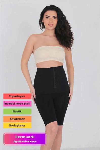 Özel Üretim Yüksek Bel İnceltici Toparlayıcı Sıkılaştırıcı Fermuarlı Agraflı Rahat Tulum Şık Korse ürün görseli 1
