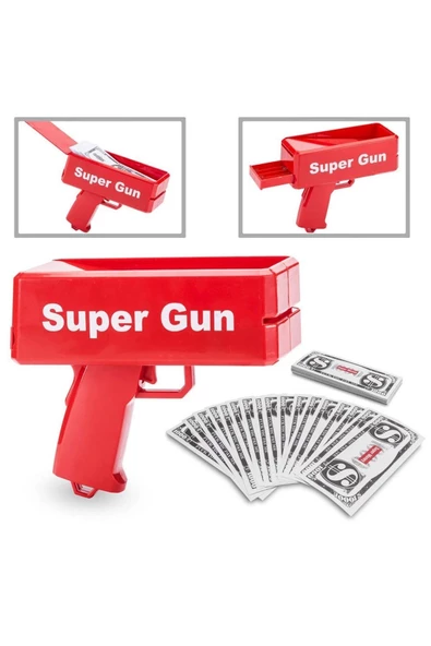 Parti Düğün Nişan Kına Doğum Günü Eğlence Aleti Para Saçma Tabancası Super Money Gun Püskürtme