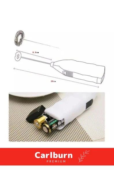 Premium Çelik Uçlu Pilli Kahve Sos Krema Mama Süt Köpürtücü Yumurta Çırpıcı Mini Mikser - 4