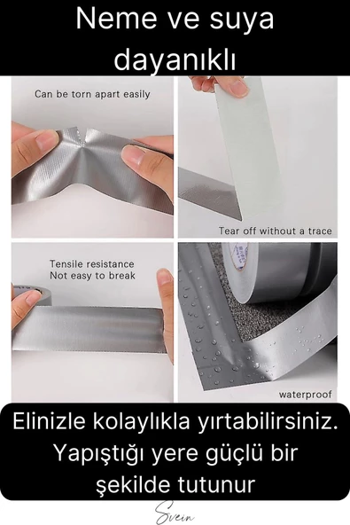 Çok Amaçlı Su Geçirmez Sızdırmaz Dayanıklı İzolasyon Gri Tamir Bandı 48 Mm 10 Mt 1 Adet - 2