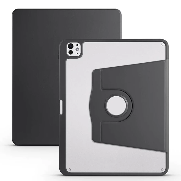 Apple iPad Pro 13 2024 Kılıf Zore Termik Kalem Bölmeli Dönebilen Standlı Kılıf - Resim 9