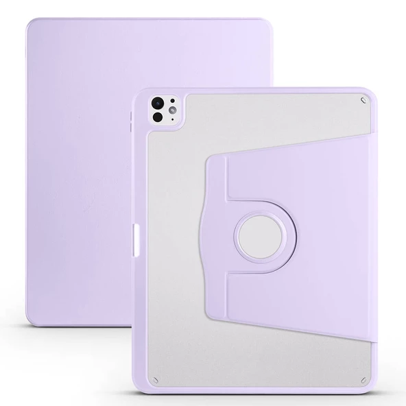 Apple iPad Pro 13 2024 Kılıf Zore Termik Kalem Bölmeli Dönebilen Standlı Kılıf - Resim 5