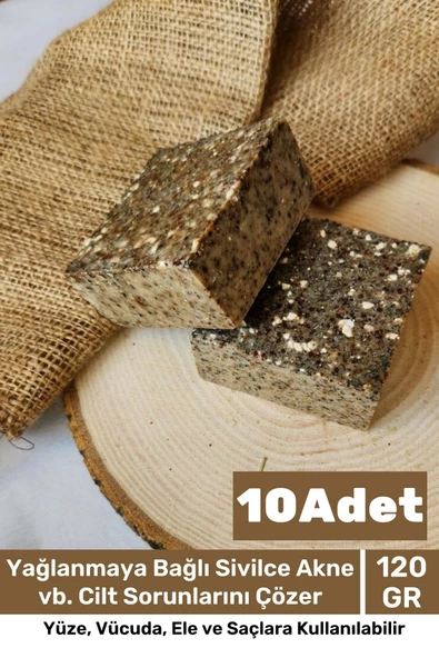 %100 Doğal Güzel Kokulu El Yüz Saç Vücut Cilt Orijinal Bitkisel Saf Çörek Otu Sabunu 120G - 10 Adet ürün görseli 1