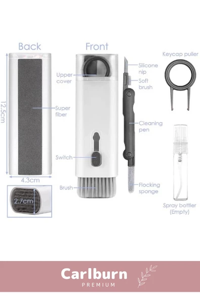 Premium Çok Fonksiyonlu Güçlü Silikon Uçlu 7 in 1 Airpods Klavye Ekran Temizleme Kiti - 4