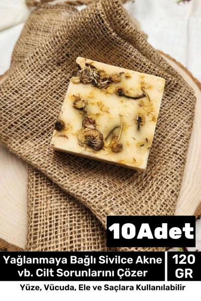 Lüks %100 Doğal Güzel Kokulu El Yüz Saç Vücut Cilt Orijinal Bitkisel Papatya Sabunu 120G - 10 Adet ürün görseli 1