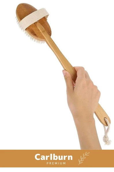Lüks %100 Doğal Selülit Önleyici Yumuşak Vücut Masaj At Kılı Saplı Uzun Banyo Duş Fırçası - 2