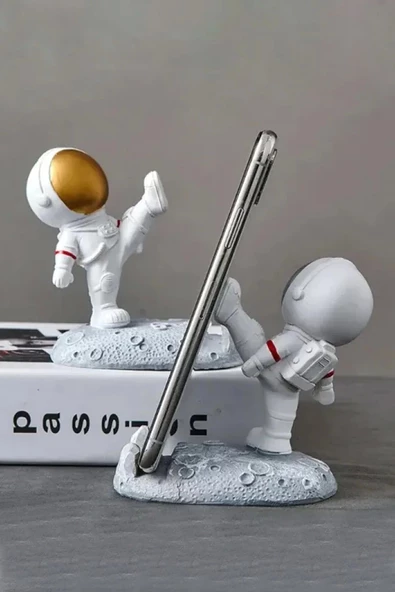Masaüstü Sevimli Astronot Telefon Tutucu Standı Sağlam Tutunma Sallanmaz Dekoratif Evde Ofiste 1 Ad. - 3