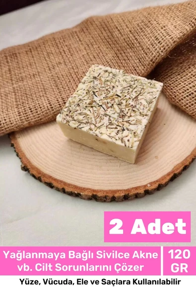 Lüks %100 Doğal Güzel Kokulu El Yüz Saç Vücut Cilt Orijinal Bitkisel Biberiye Sabunu 120G - 2 Adet