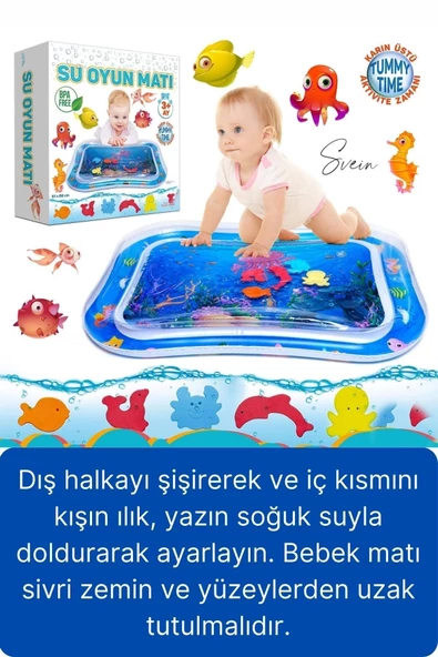 Dayanıklı Sızdırmaz Su Oyun Matı Bebek Aktivite Oyuncağı BPA İçermez Emekleme Zamanı Duyusal Gelişim - 5