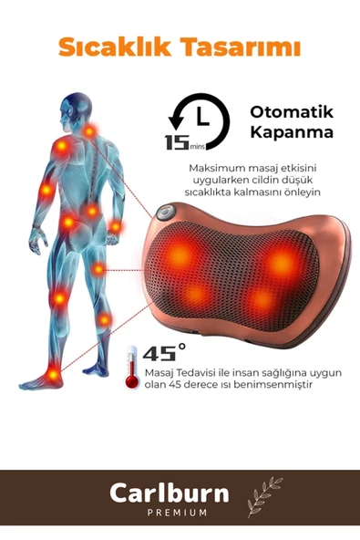 Premium 4 Başlıklı Yıkanabilir Kılıflı Aydınlatma Kutulu Araç Ev Ofis Omuz Boyun Sırt Masaj Aleti - 3