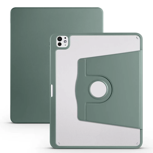Apple iPad Pro 13 2024 Kılıf Zore Termik Kalem Bölmeli Dönebilen Standlı Kılıf - Resim 6