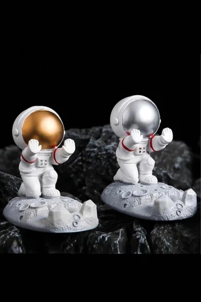 Masaüstü Sevimli Astronot Telefon Tutucu Standı Sağlam Tutunma Sallanmaz Dekoratif Evde Ofiste 1 Ad. - 4