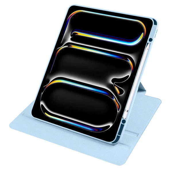 Apple iPad Pro 13 2024 Kılıf Zore Termik Kalem Bölmeli Dönebilen Standlı Kılıf - Resim 12