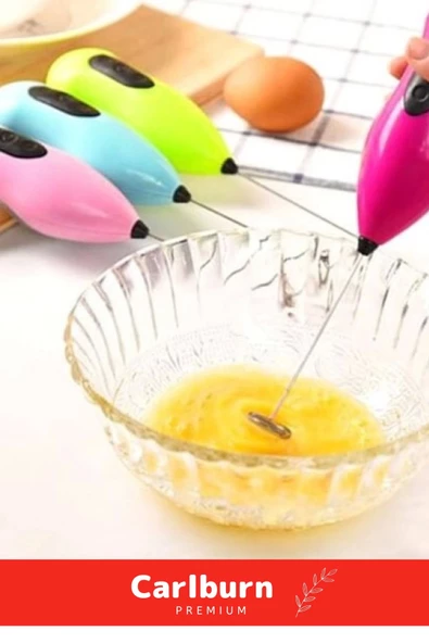 Premium Çelik Uçlu Pilli Kahve Sos Krema Mama Süt Köpürtücü Yumurta Çırpıcı Mini Mikser - 3