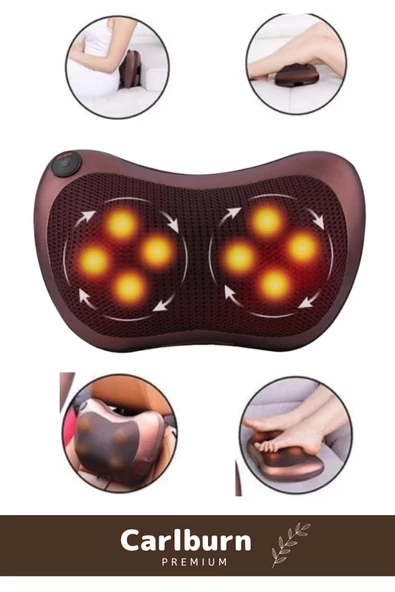 Premium 4 Başlıklı Yıkanabilir Kılıflı Aydınlatma Kutulu Araç Ev Ofis Omuz Boyun Sırt Masaj Aleti - 4