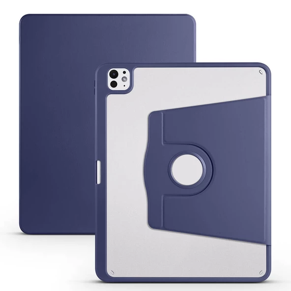 Apple iPad Pro 13 2024 Kılıf Zore Termik Kalem Bölmeli Dönebilen Standlı Kılıf - Resim 4