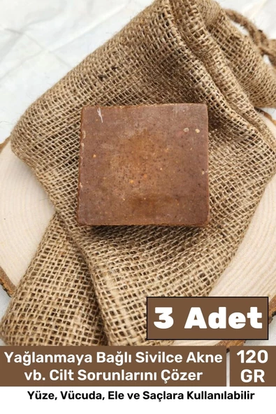 %100 Doğal Güzel Kokulu El Yüz Saç Vücut Cilt Orijinal Bitkisel Kükürt Katran Sabunu 120G - 3 Adet ürün görseli 1