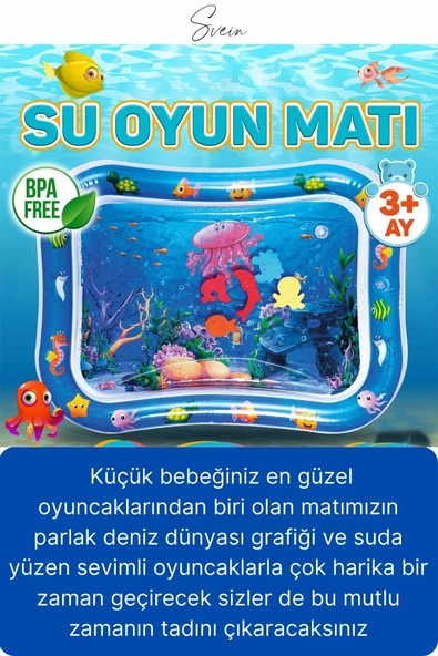 Dayanıklı Sızdırmaz Su Oyun Matı Bebek Aktivite Oyuncağı BPA İçermez Emekleme Zamanı Duyusal Gelişim - 4