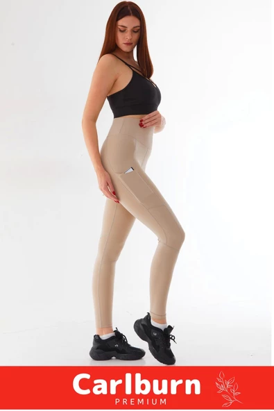Yeni Sezon İç Göstermez Yüksek Bel Cepli Yoga Sıkı Dokuma Teknolojisi Fitness Gym Training Tayt - 3
