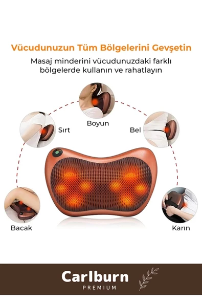 Premium 4 Başlıklı Yıkanabilir Kılıflı Aydınlatma Kutulu Araç Ev Ofis Omuz Boyun Sırt Masaj Aleti - 2