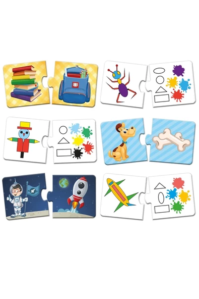 Connect Puzzle Bağlantı Kurma 96 Görsel Yapboz Eğitici Kartlar Görsel Zeka Algı Gelişim Dikkat Oyunu - 3