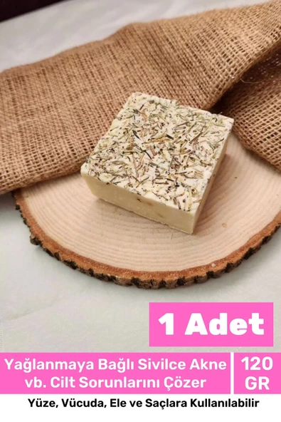 Lüks %100 Doğal Güzel Kokulu El Yüz Saç Vücut Cilt Orijinal Bitkisel Biberiye Sabunu 120G - 1 Adet