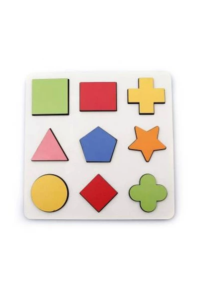 Eğitici Öğretici Ahşap Renkli Geometrik Şekil Yerleştirme Birleştirme Oyuncağı 9'lu Okul Öncesi - 3