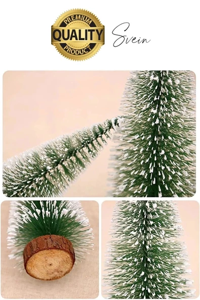 3 Boy Mini Çam Ağacı Masaüstü Minyatür Dekorasyon Süs Kar Yeni Yıl Noel Yapay Sedir Ağacı Seti Küçük - 4
