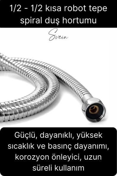 75 cm Kısa Tepe Ara Duş Hortumu Spiral Robot Ara Bağlantı Örgülü Dayanıklı Kopmaz Patlamaz Sızdırmaz - 2
