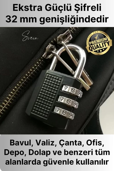 32 mm 3 Basamaklı Haneli Şifreli Premium Paslanmaz Çelik Küçük Ekstra Güçlü Şifreli Asma Kilit - 2