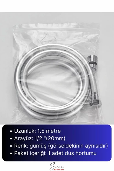 360 Derece Yüksek Kalite Esnek Kırılmaz Çatlamaz Paslanmaz Sızdırmaz Banyo Duş Musluk Hortum 1,5 mt - 5