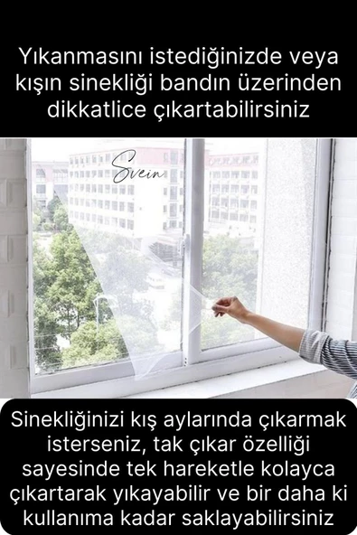 4 Adet Pratik Cam Pencere Kapı Uyumlu Çift Kanat Yırtılmaz Dayanıklı Kendinden Yapışkanlı Sineklik - 3