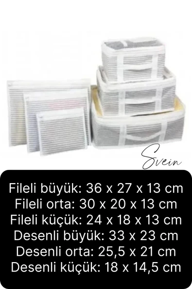 6'lı Valiz Bavul Düzenleyici Seyahat Çantası Organizer Hurç Set Fermuarlı Gri Çizgi Fileli - 4