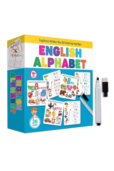 English Alphabet İngilizce Alfabe Yaz-sil Aktivite Kartları Eğitici Öğretici İlk Kelimeler Dil Seti - 4
