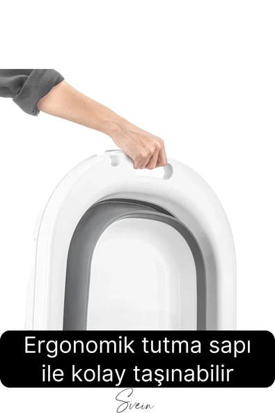 Premium Pratik Katlanır Yer Kaplamaz Ayaklı Bebek Yıkama Banyo Küvet Duş Kova Maşrapa Koçero Seti - 2