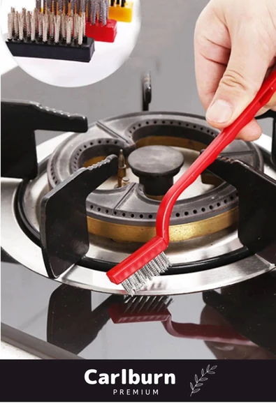 Sert Plastik Başlıklı 3 Parça Mutfak Ocak Fırın Davlumbaz Yağ Çıkarma Tel Fırça Detaylı Temizlik Set - 6