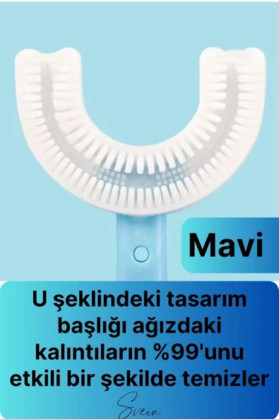 U Şeklinde Pratik Bebek Çocuk Diş Fırçası 360 Derece Temizlik Kolay Kullanım Yumuşak Silikon Fırça - 2