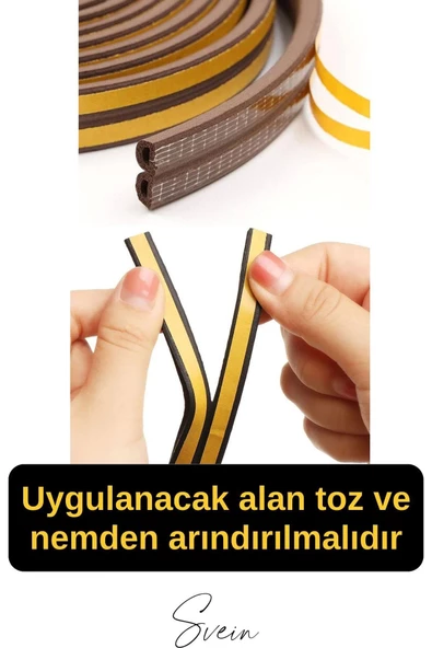 Pvc Doğrama Pencere Fitili İzolasyon Bandı Kendinden Yapışkanlı Kahve Kauçuk Yalıtım Bant 2x10=20 Mt - 5