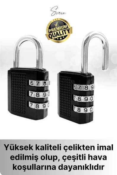 32 mm 3 Basamaklı Haneli Şifreli Premium Paslanmaz Çelik Küçük Ekstra Güçlü Şifreli Asma Kilit - 3