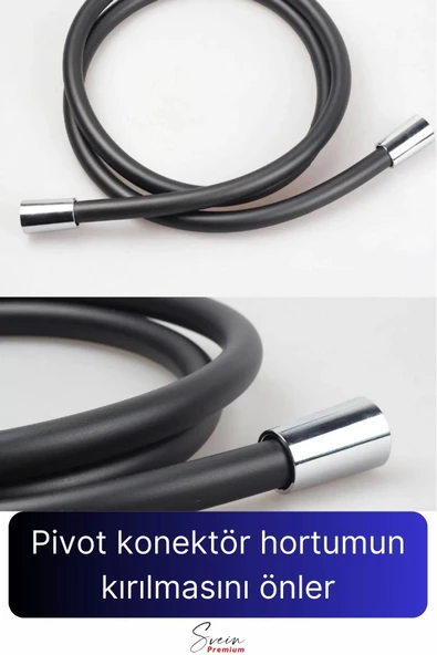 Siyah Dayanıklı Esnek Kırılmaz Çatlamaz Patlamaz Sızdırmaz Pvc Banyo Duş Musluk Hortumu 1,5 Metre - 3