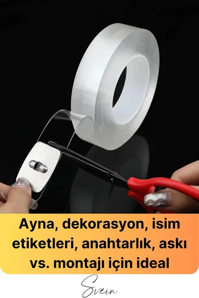100 Kg Şeffaf Çift Taraflı Çok Amaçlı Güçlü Tamir Silikon Bant Dış Mekan Akrilik Bandı 18 mm-2 mt - 4