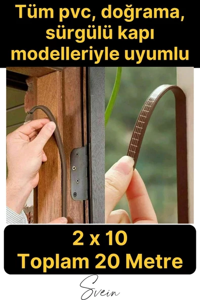 Pvc Doğrama Pencere Fitili İzolasyon Bandı Kendinden Yapışkanlı Kahve Kauçuk Yalıtım Bant 2x10=20 Mt - 2