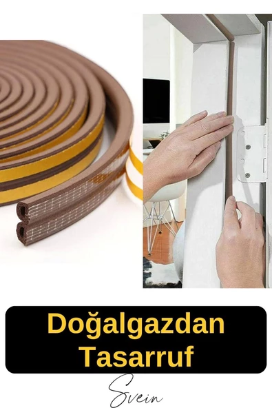 Pvc Doğrama Pencere Fitili İzolasyon Bandı Kendinden Yapışkanlı Kahve Kauçuk Yalıtım Bant 2x10=20 Mt - 3