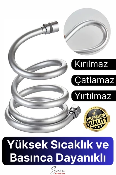 360 Derece Yüksek Kalite Esnek Kırılmaz Çatlamaz Paslanmaz Sızdırmaz Banyo Duş Musluk Hortum 1,5 mt