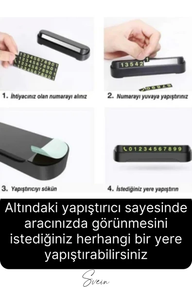 Premium Oto Araba Torpido Göğüs Üstü Araç İçi Fosforlu Telefon Numaratör Yazısı Aç Kapa Park Numara - 3
