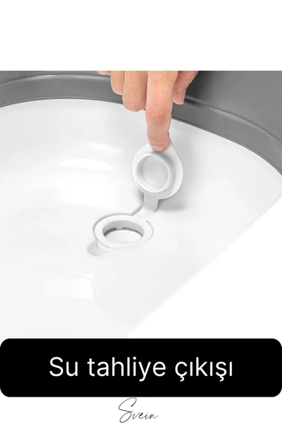 Premium Pratik Katlanır Yer Kaplamaz Ayaklı Bebek Yıkama Banyo Küvet Duş Kova Maşrapa Koçero Seti - 3