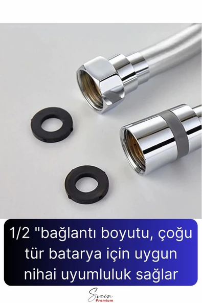360 Derece Yüksek Kalite Esnek Kırılmaz Çatlamaz Paslanmaz Sızdırmaz Banyo Duş Musluk Hortum 1,5 mt - 4