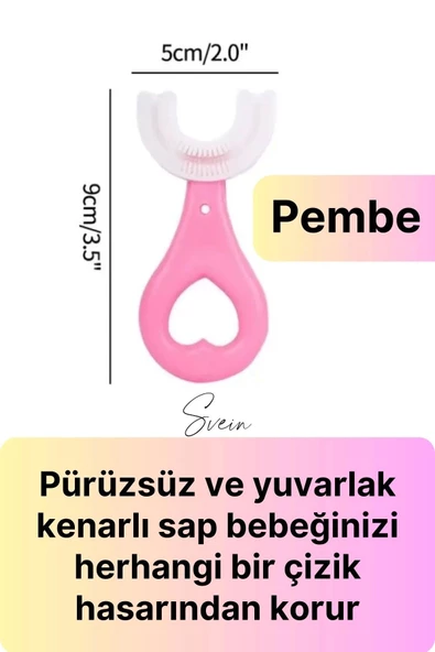 U Şeklinde Pratik Bebek Çocuk Diş Fırçası 360 Derece Temizlik Kolay Kullanım Yumuşak Silikon Fırça - 3