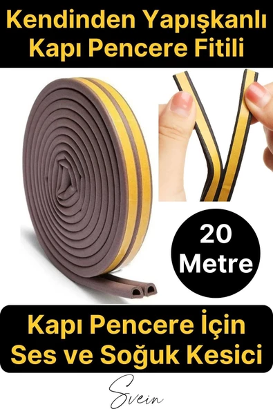 Pvc Doğrama Pencere Fitili İzolasyon Bandı Kendinden Yapışkanlı Kahve Kauçuk Yalıtım Bant 2x10=20 Mt